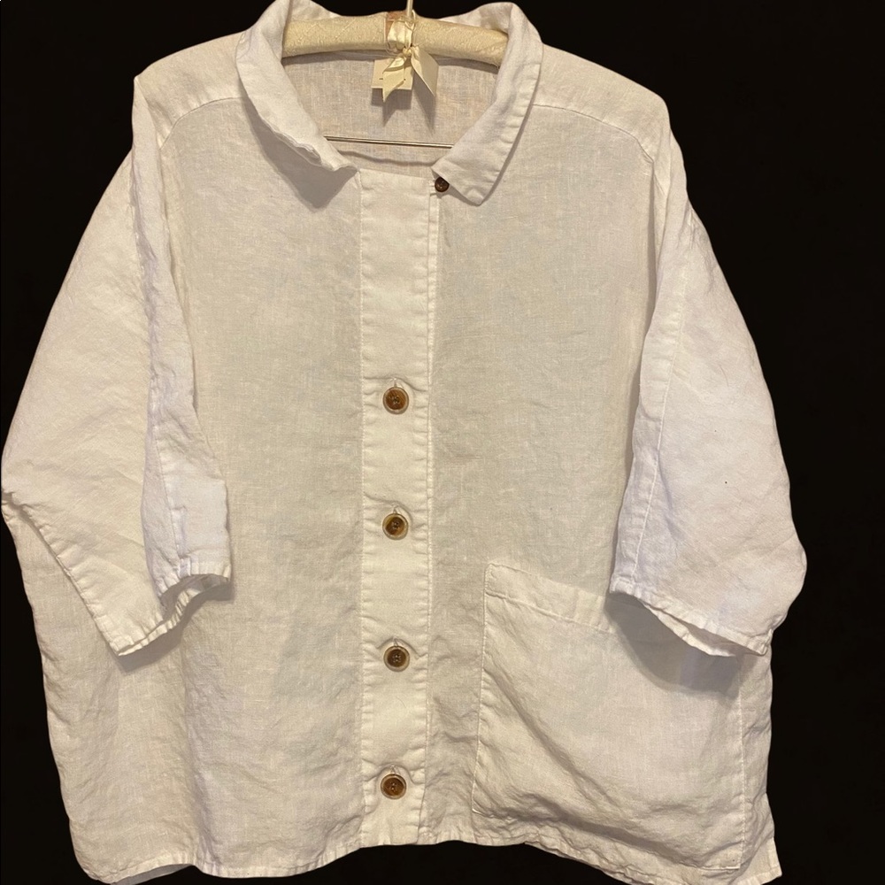 EUC White Linen Shirt Jacket